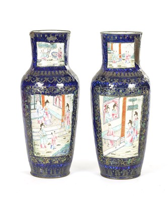 Lot 256 - A PAIR OF 18TH CENTURY CHINESE ENAMEL VASES
