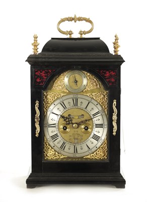 Lot 1558 - J PAPAUOME, LONDON. A GOOD GEORGE I EBONISED EIGHT DAY BRACKET CLOCK