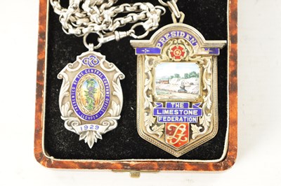 Lot 465 - A MID 20TH CENTURY SILVER AND ENAMEL MEDALLION