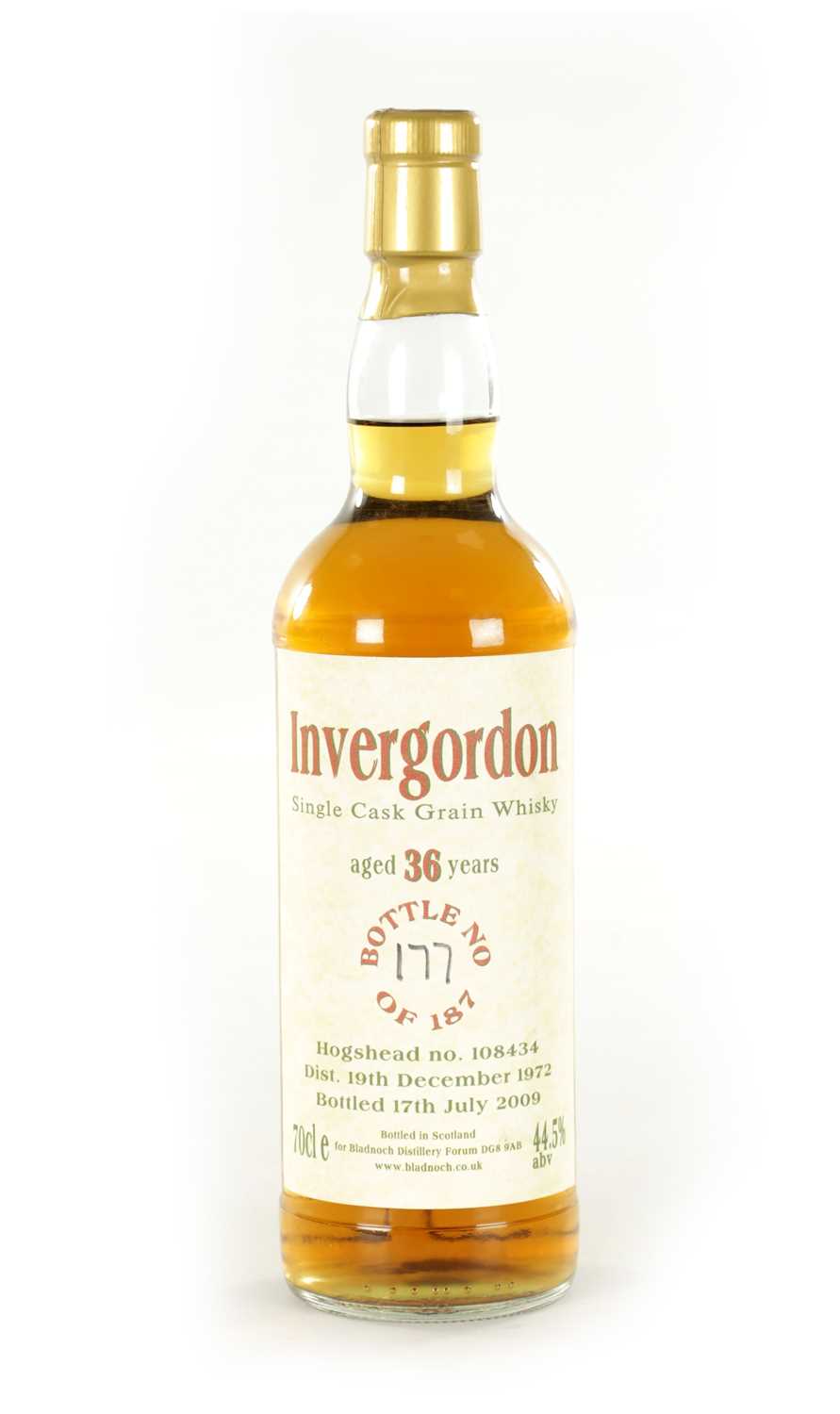 Lot 487 - INVERGORDON SINGLE CASK GRAIN SCOTCH WHISKY AGED 36 YEARS