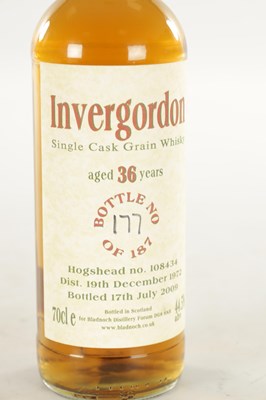 Lot 487 - INVERGORDON SINGLE CASK GRAIN SCOTCH WHISKY AGED 36 YEARS