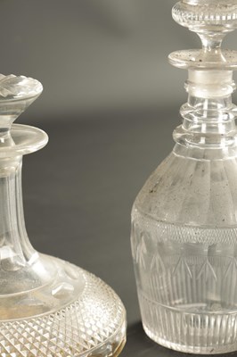 Lot 10 - A GOOD PAIR OF 19TH CENTURY GLASS SHIPS DECANTERS