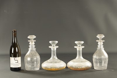 Lot 10 - A GOOD PAIR OF 19TH CENTURY GLASS SHIPS DECANTERS
