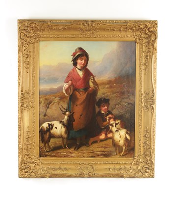 Lot 754 - CHESTER WILSON (1846-1855) A 19TH CENTURY OIL ON CANVAS “ THE GOATHERDS DAUGHTER”