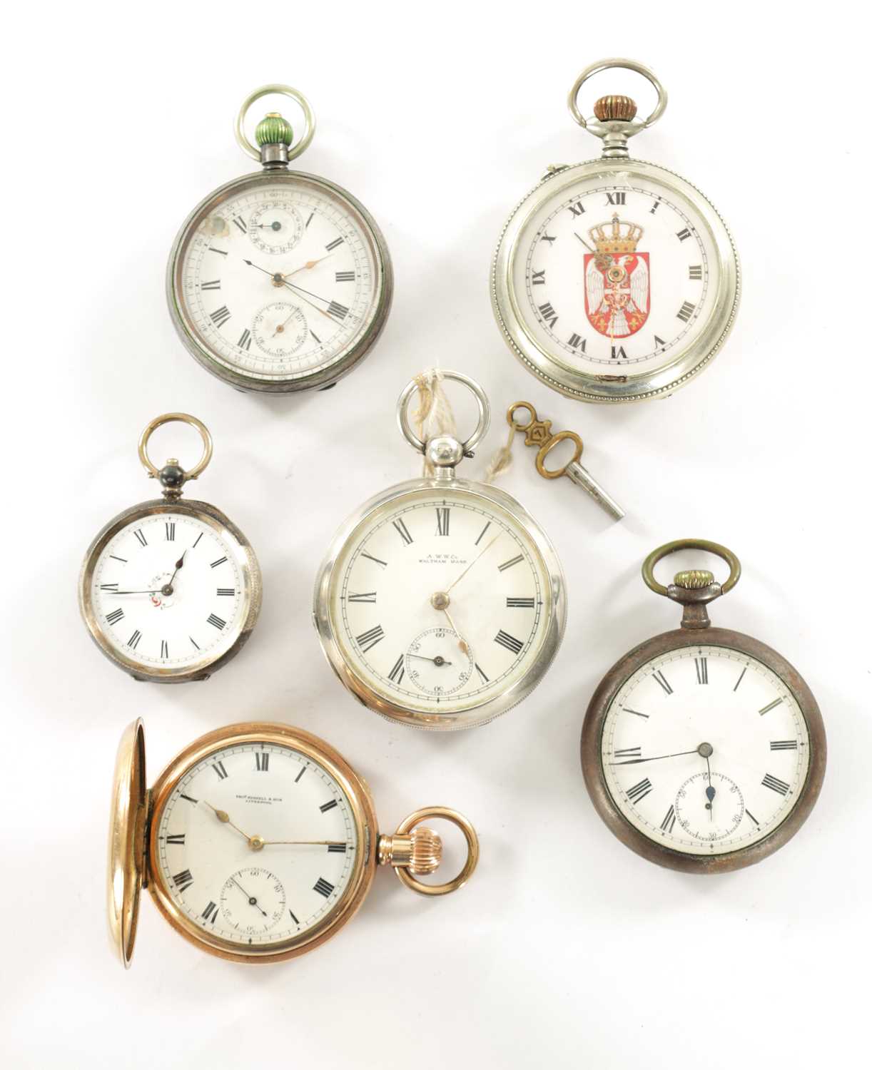 Lot 1450 - A COLLECTION OF SIX POCKET WATCHES
