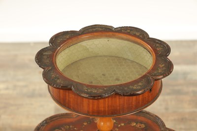 Lot 1369 - A LATE 19TH CENTURY PAINTED SATINWOOD WHATNOT