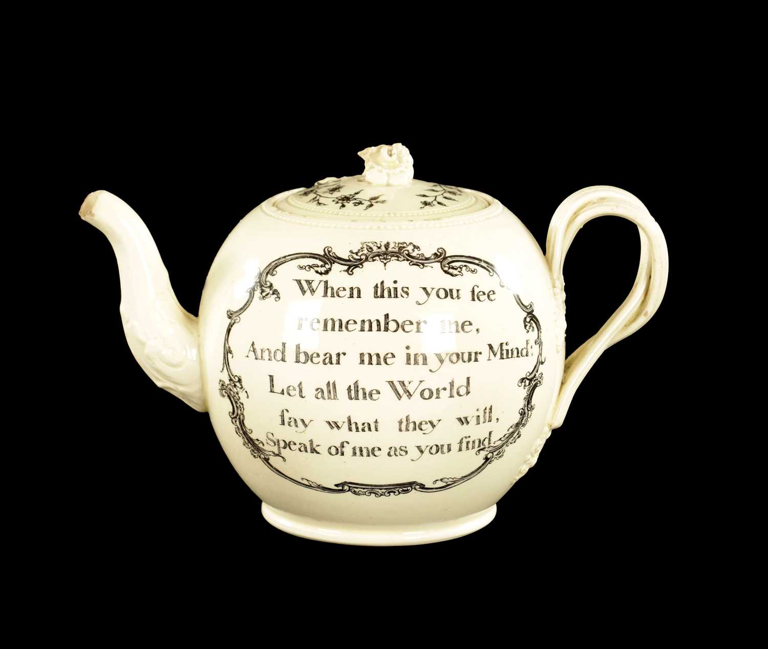 Lot 118 - A LATE 18TH CENTURY LEEDS CREAMWARE TEAPOT