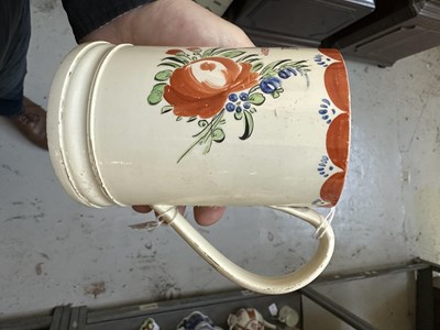 Lot 141 - A LATE 18TH CENTURY LEEDS CREAMWARE MUG 'BE YOU TO ALL MANKIND'