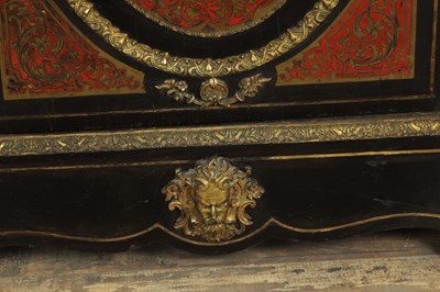 Lot 1308 - A 19TH CENTURY FRENCH EBONISED AND ORMOLU MOUNTED TORTOISESHELL AND BRASS INLAID BOULLE WORK SIDE CABINET