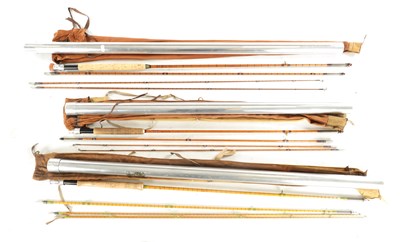 Lot 600 - A COLLECTION OF THREE VINTAGE HARDY FISHING RODS