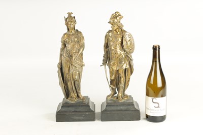Lot 768 - ANTOINE AUGUSTIN PRÉAULT (1809-1879). A PAIR OF 19TH CENTURY GILT BRONZE FIGURE GROUPS