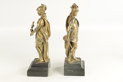 Lot 768 - ANTOINE AUGUSTIN PRÉAULT (1809-1879). A PAIR OF 19TH CENTURY GILT BRONZE FIGURE GROUPS
