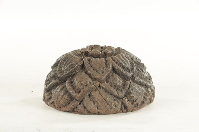 Lot 739 - AN EARLY CARVED OAK WALL BRACKET WITH TUDOR ROSE DECORATION