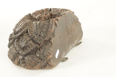 Lot 739 - AN EARLY CARVED OAK WALL BRACKET WITH TUDOR ROSE DECORATION