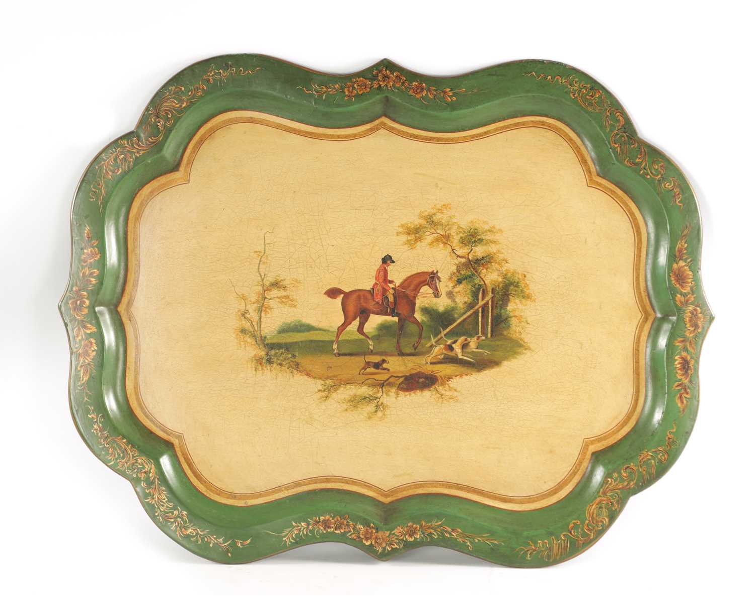 Lot A LARGE 19TH CENTURY PAPER MACHE LACQUERED TRAY