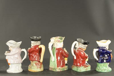 Lot 109 - A COLLECTION OF FIVE MID 19TH CENTURY STAFFORDSHIRE TOBY JUGS