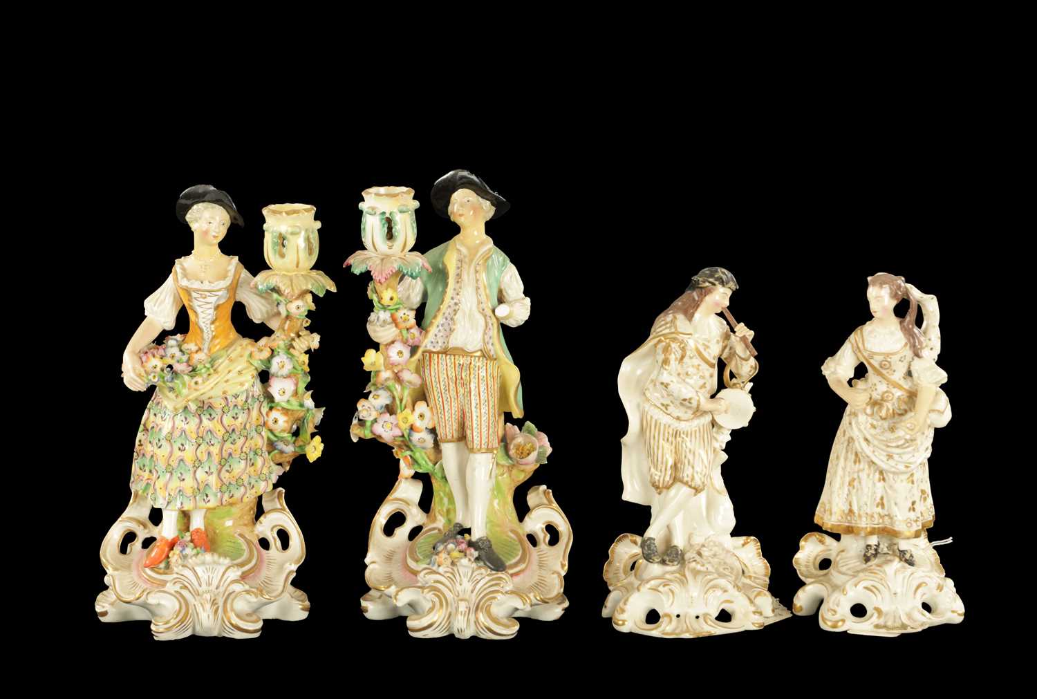 Lot 166 - A PAIR EARLY 19TH CENTURY DERBY STYLE CANDLESTICK FIGURES
