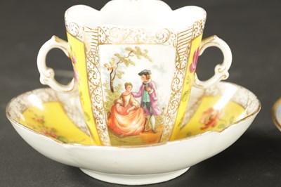 Lot 92 - A COLLECTION OF THREE VIENNA STYLE CABINET CUPS AND SAUCERS CIRCA 1900
