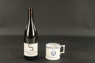 Lot 79 - A 19TH CENTURY DAVENPORT COMMEMORATIVE QUEEN VICTORIA BLUE AND WHITE TRANSFER MUG