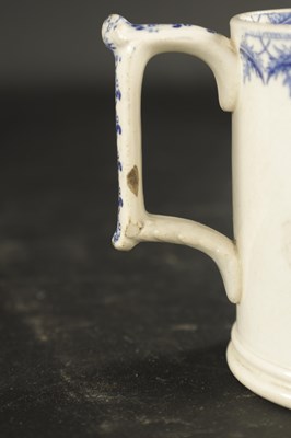 Lot 79 - A 19TH CENTURY DAVENPORT COMMEMORATIVE QUEEN VICTORIA BLUE AND WHITE TRANSFER MUG