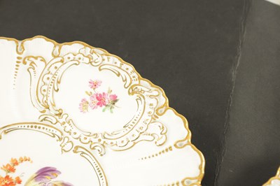 Lot 43 - A PAIR OF 19TH CENTURY LEAF MOULDED MEISSEN CABINET PLATES