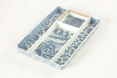 Lot 94 - A 19TH CENTURY CHINESE BLUE AND WHITE PORCELAIN INKSTAND