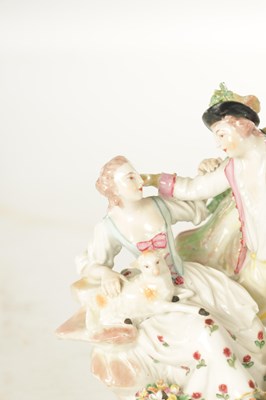 Lot 41 - AN 18TH CENTURY DERBY PORCELAIN SHEPHERD AND SHEPHERDESS FIGURE GROUP