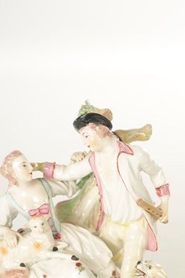 Lot 41 - AN 18TH CENTURY DERBY PORCELAIN SHEPHERD AND SHEPHERDESS FIGURE GROUP