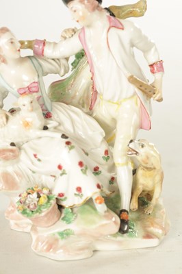 Lot 41 - AN 18TH CENTURY DERBY PORCELAIN SHEPHERD AND SHEPHERDESS FIGURE GROUP