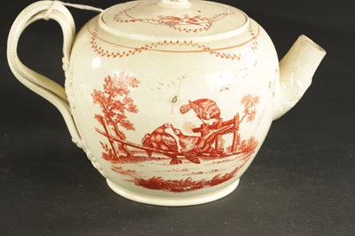 Lot 46 - A LATE 18TH CENTURY LEEDS CREAMWARE TEAPOT