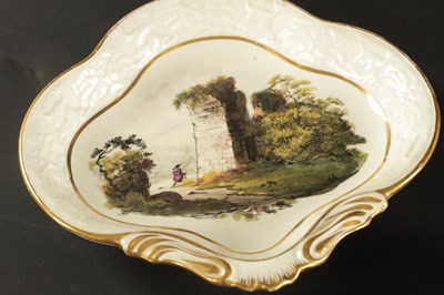 Lot 54 - A WILSON CREAMWARE TUREEN AND COVER PAINTED WITH RURAL LANDSCAPES CIRCA 1800
