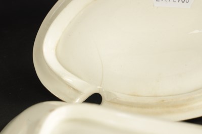 Lot 54 - A WILSON CREAMWARE TUREEN AND COVER PAINTED WITH RURAL LANDSCAPES CIRCA 1800