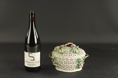 Lot 139 - A WORCESTER PORCELAIN CHESTNUT BASKET AND COVER WITH ENAMELLED FLOWER DECORATION