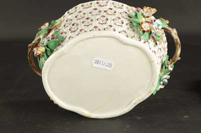 Lot 139 - A WORCESTER PORCELAIN CHESTNUT BASKET AND COVER WITH ENAMELLED FLOWER DECORATION