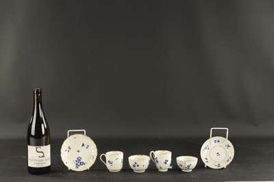 Lot 173 - A WORCESTER PORCELAIN FLUTED TRIO DECORATED WITH DRY BLUE FLOWERS CIRCA 1775