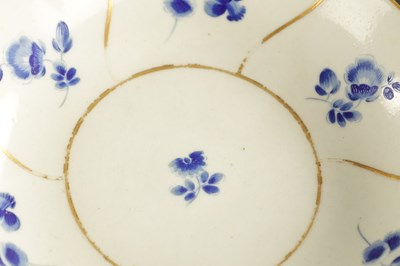 Lot 173 - A WORCESTER PORCELAIN FLUTED TRIO DECORATED WITH DRY BLUE FLOWERS CIRCA 1775