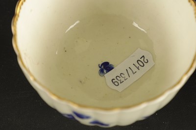 Lot 173 - A WORCESTER PORCELAIN FLUTED TRIO DECORATED WITH DRY BLUE FLOWERS CIRCA 1775