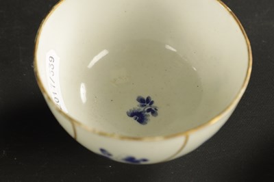 Lot 173 - A WORCESTER PORCELAIN FLUTED TRIO DECORATED WITH DRY BLUE FLOWERS CIRCA 1775