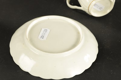 Lot 173 - A WORCESTER PORCELAIN FLUTED TRIO DECORATED WITH DRY BLUE FLOWERS CIRCA 1775