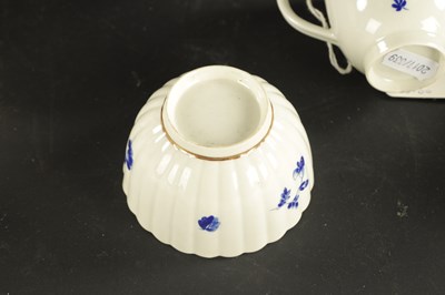 Lot 173 - A WORCESTER PORCELAIN FLUTED TRIO DECORATED WITH DRY BLUE FLOWERS CIRCA 1775