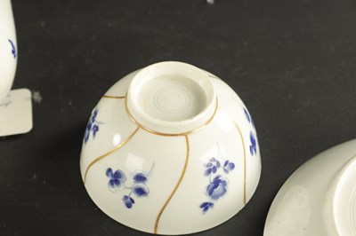 Lot 173 - A WORCESTER PORCELAIN FLUTED TRIO DECORATED WITH DRY BLUE FLOWERS CIRCA 1775