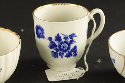 Lot 173 - A WORCESTER PORCELAIN FLUTED TRIO DECORATED WITH DRY BLUE FLOWERS CIRCA 1775