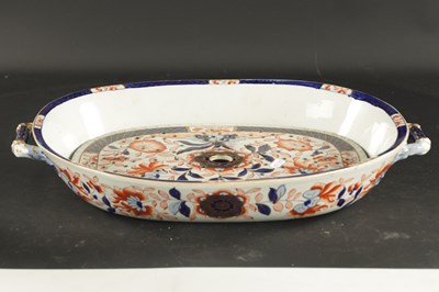 Lot 189 - A 19TH CENTURY IRONSTONE LARGE DISH AND DRAINER