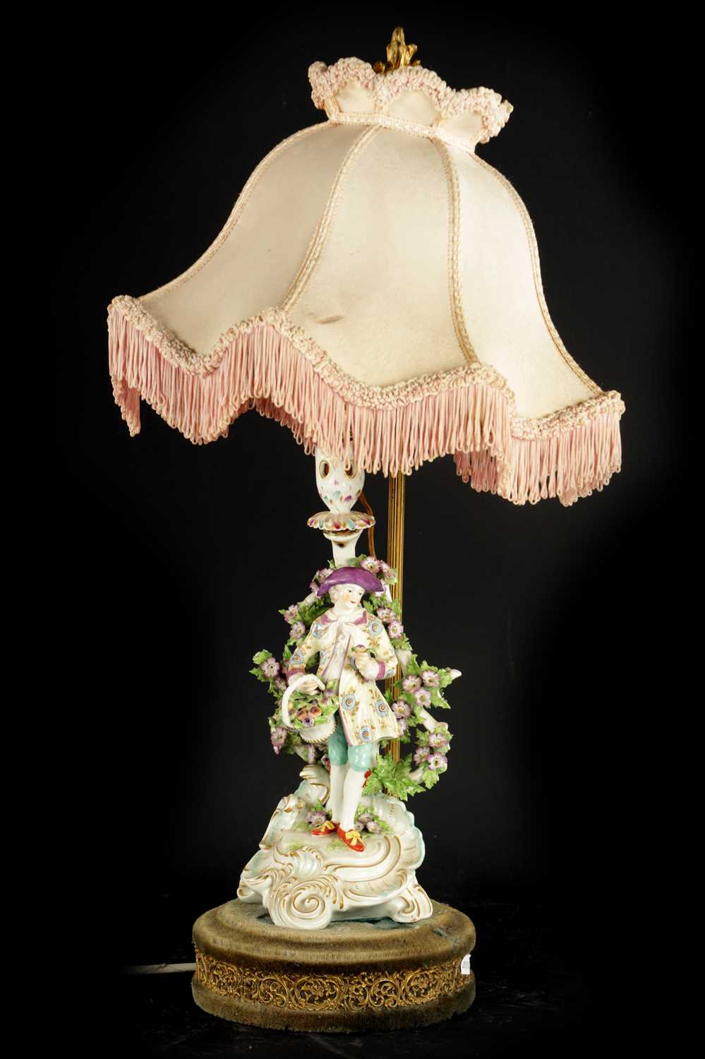 Lot 73 - A FRENCH PORCELAIN LAMP FIGURE