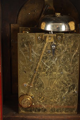 Lot 1055 - JOHNATHAN COLEMAN, LONDON. A GEORGE III AND LATER SCARLET LACQUER AND CHINOISERIE DECORATED EIGHT-DAY VERGE BRACKET CLOCK