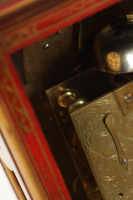 Lot 1055 - JOHNATHAN COLEMAN, LONDON. A GEORGE III AND LATER SCARLET LACQUER AND CHINOISERIE DECORATED EIGHT-DAY VERGE BRACKET CLOCK