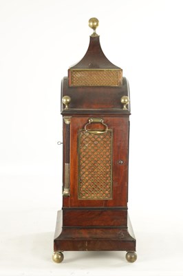 Lot 1021 - RUSSELL, BARBICAN, LONDON A LATE GEORGE III BRASS MOUNTED MAHOGANY THREE-TRAIN BRACKET CLOCK