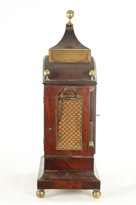 Lot 1021 - RUSSELL, BARBICAN, LONDON A LATE GEORGE III BRASS MOUNTED MAHOGANY THREE-TRAIN BRACKET CLOCK