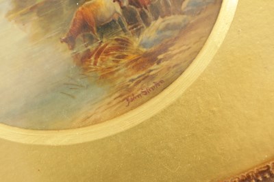 Lot 67 - A PAIR OF ROYAL WORCESTER CIRCULAR HANGING PLAQUES BY JOHN STINTON