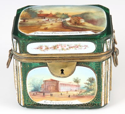 Lot 9 - A 19TH CENTURY BOHEMIAN GREEN GLASS...